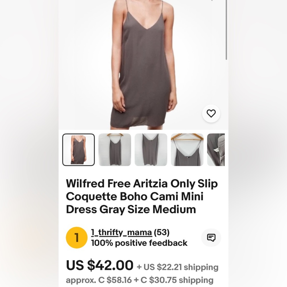 Aritzia Wilfred Free Elegant Taupe Slip Dress! Size Medium - Picture 7 of 17